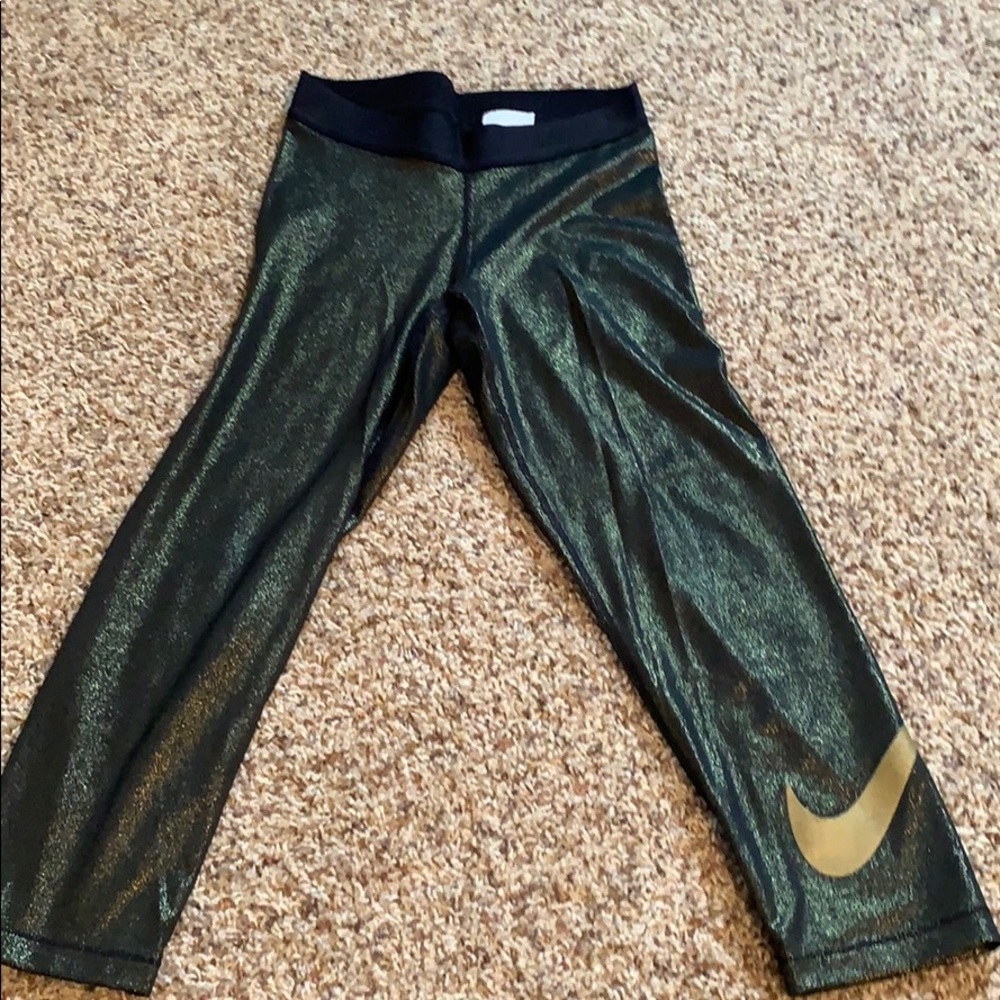 Gold metallic Nike leggings